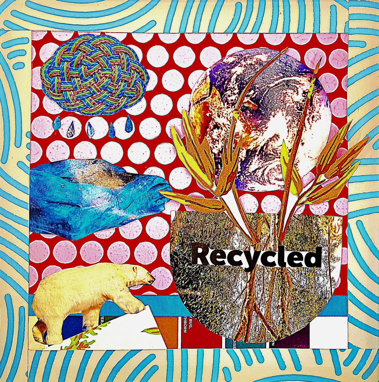 EARTH'S SURVIVAL. ONE OFF COLLAGE ART. FRAMED.