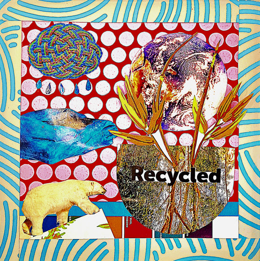 EARTH'S SURVIVAL. ONE OFF COLLAGE ART. FRAMED.