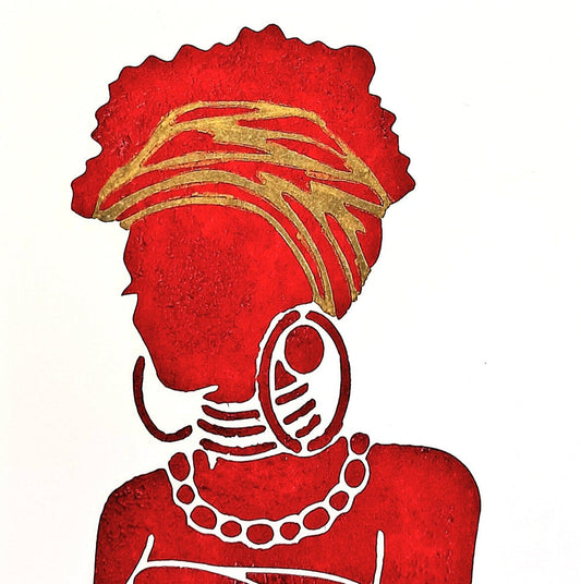 LISA - HAND PAINTED AFRICAN QUEEN COLLECTION. ECO-FRIENDLY GREETINGS CARD.