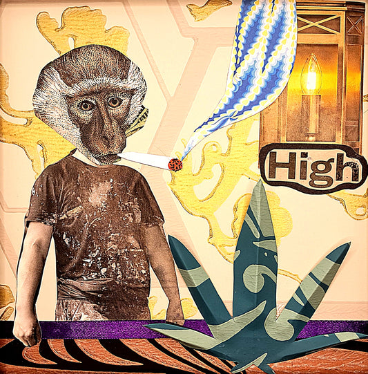 HIGH. ORIGINAL COLLAGE ART - FRAMED.