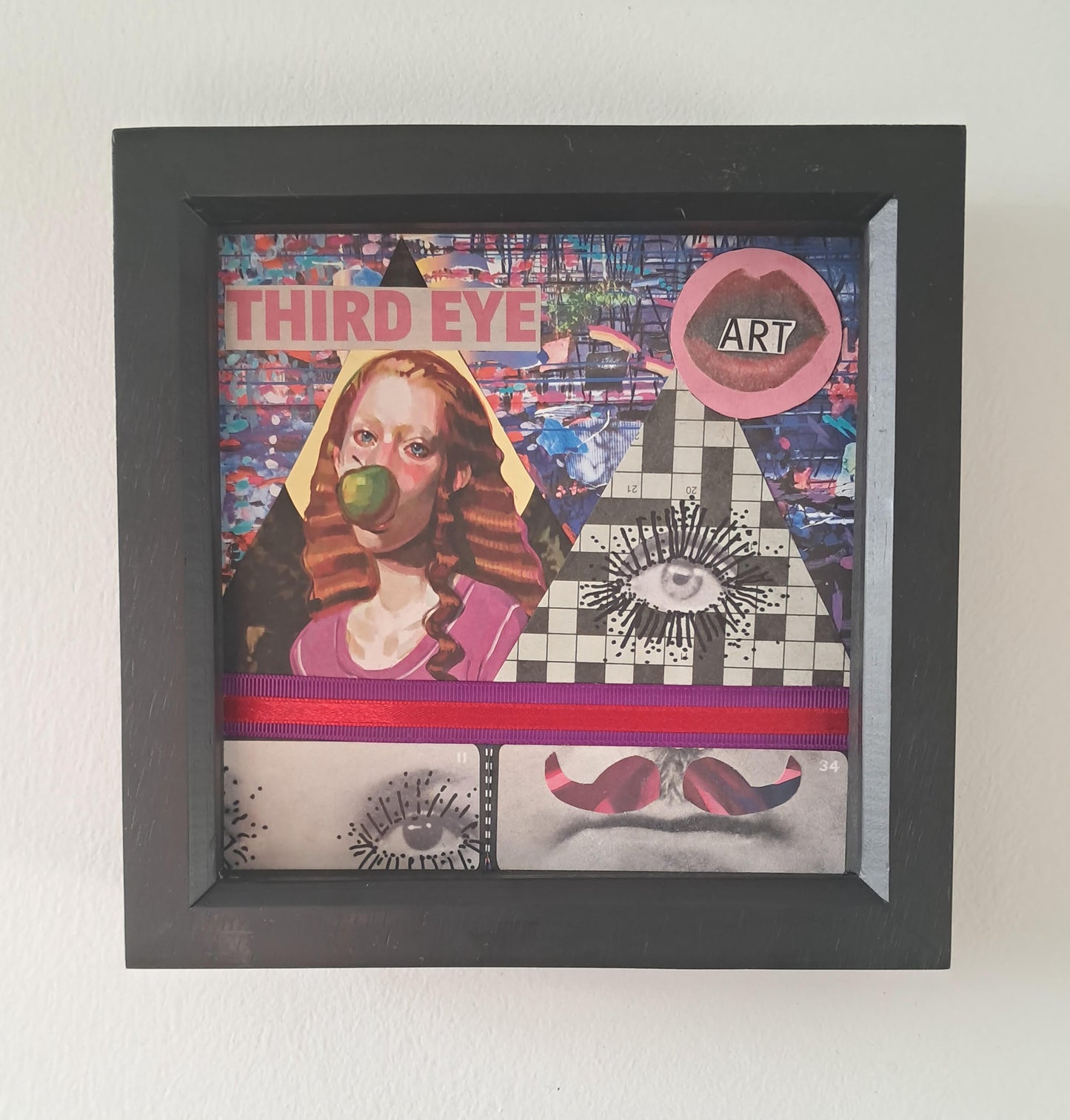 THIRD EYE. ORIGINAL COLLAGE ART. FRAMED.